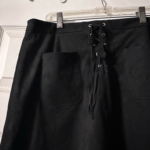 Lace up front Suede Skirt - Picture 2 of 3